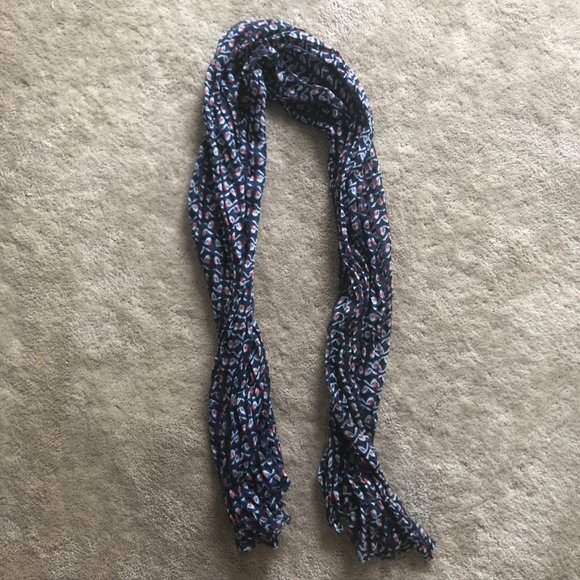 Navy Blue Bird Pattern Scarf - Picture 3 of 3